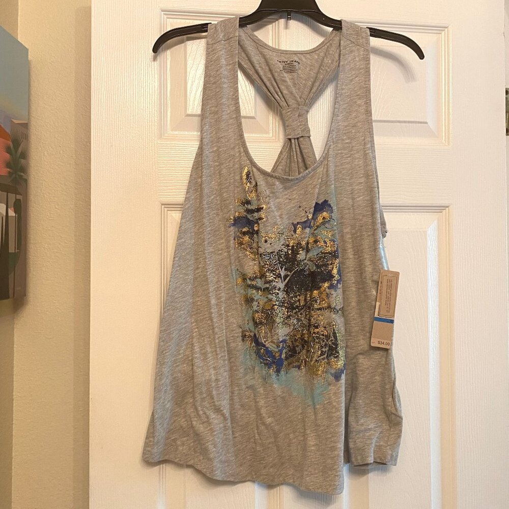 New DKNY Jeans Embellished Knotted T-Back Tank